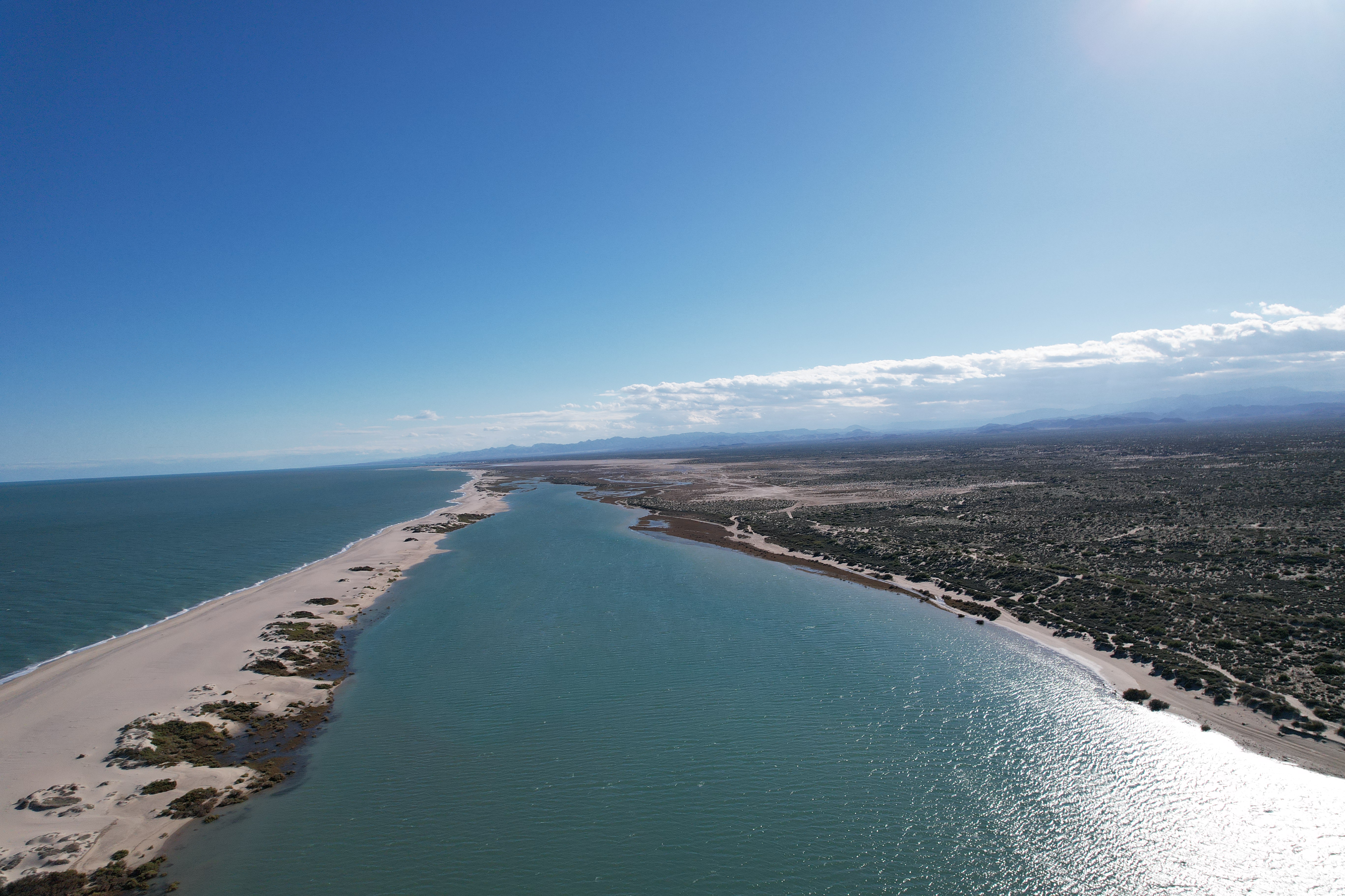 Wide drone image of the San Felipe parcel surroundings