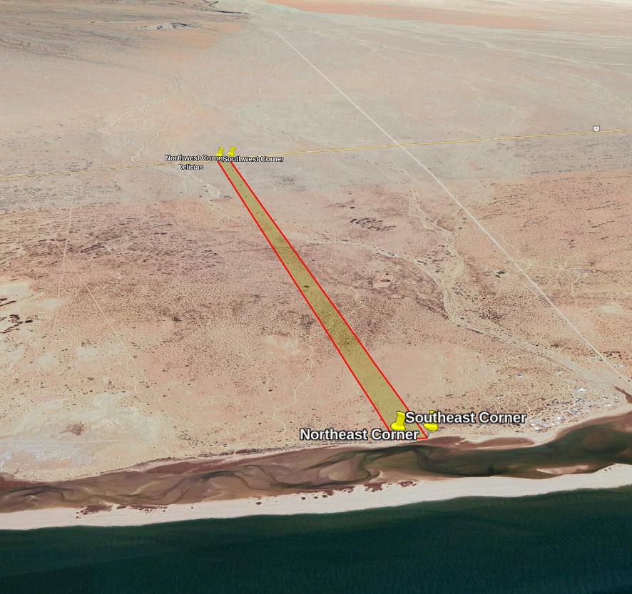 Boundary map showing the San Felipe parcel running from Highway 5 to Percebu Lagoon
